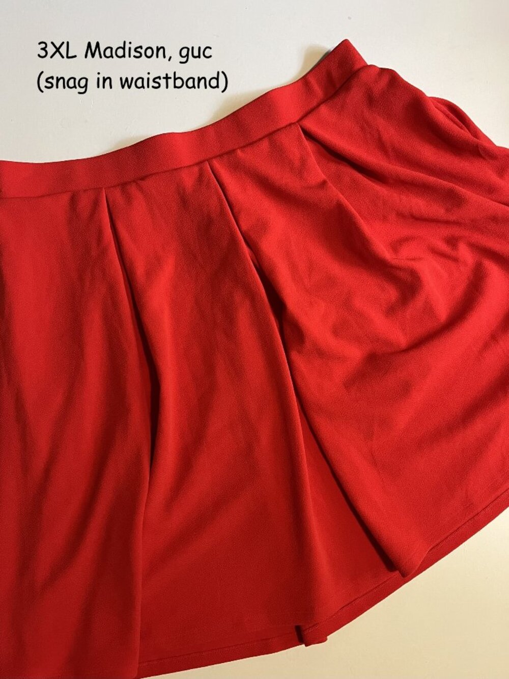 3XL Lularoe Madison pleated skirt, solid bright red